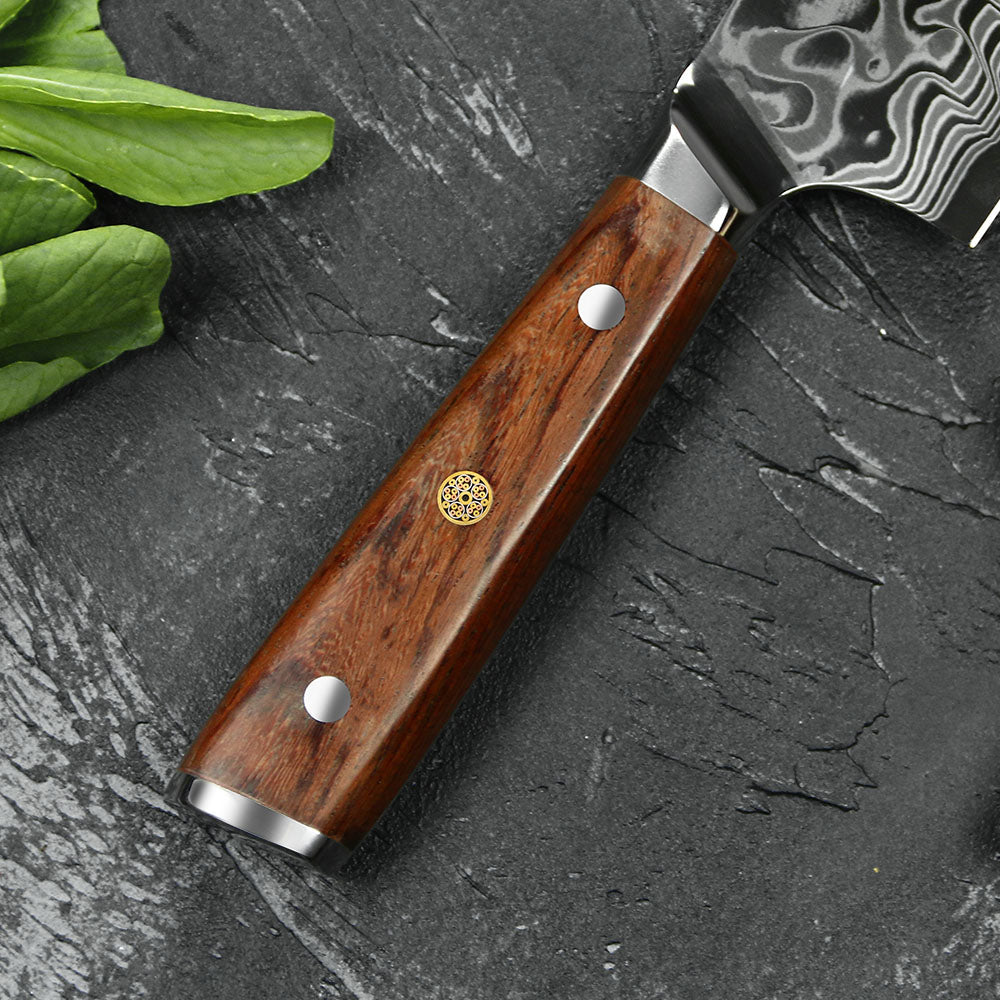 Cuchillo Chef Patagon Damasco 45 capas hoja ancha 20 cm